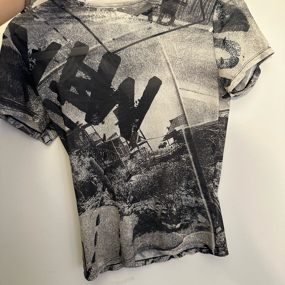 Miaou Black and White Graphic Fitted Short Sleeve Tee